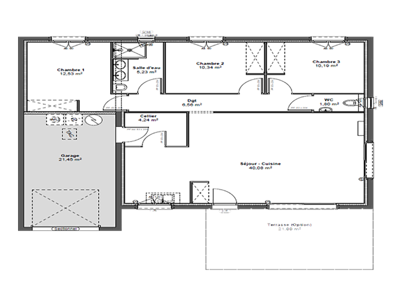 Maison T4 90m² PlanRDC