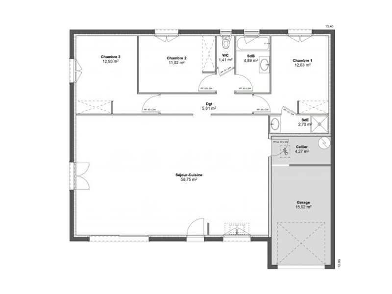 Plan modèle Centaure - Maison T4 de 110m²