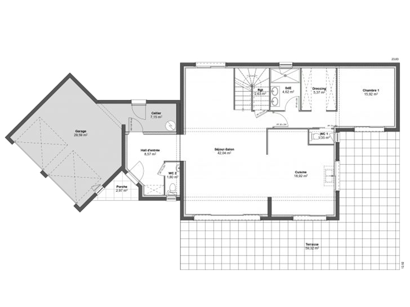 Plan modèle Olympe - Maison T5 de 162m²